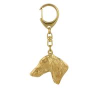 Saluki, Lévrier persan - Porte-clés doré avec chien, décoration de sac à main, a