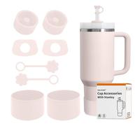 SALUOKE Lot de 8 Accessoires pour Tasse Stanley,Comprenant Couvercle de Paille,Bouchon en Anti-fuite,Botte en Silicone pour Stanley Cup 2.0 1,2l/850ml,Le Gobelet n'est pas Inclus (Rose Quartz)