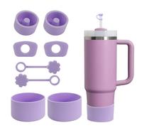 SALUOKE Lot de 8 Accessoires pour Tasse Stanley,Comprenant Couvercle de Paille,Bouchon en Anti-fuite,Botte en Silicone pour Stanley Cup 2.0 1,2l/850ml,Le Gobelet n'est pas Inclus (Violet)