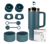 SALUOKE Lot de 8 Accessoires pour Tasse Stanley,Le Gobelet n'est pas Inclus | Comprenant 2 Couvercle de Paille, 4 Bouchon en Anti-fuite, 2 Botte en Silicone pour Stanley Cup 2.0 1,2l/850ml (Blue Spruce)