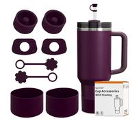 SALUOKE Lot de 8 Accessoires pour Tasse Stanley,Le Gobelet n'est pas Inclus | Comprenant 2 Couvercle de Paille, 4 Bouchon en Anti-fuite, 2 Botte en Silicone pour Stanley Cup 2.0 1,2l/850ml (Plum)