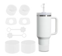 SALUOKE Lot de 8 Accessoires pour Tasse Stanley,Le Gobelet n'est pas Inclus | Comprenant 2 Couvercle de Paille, 4 Bouchon en Anti-fuite, 2 Botte en Silicone pour Stanley Cup 2.0 1,2l/850ml (Transparent)