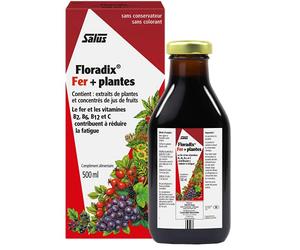 Salus Floradix Fer + Plantes - Formule Liquide Riche en Fer - Enrichi en Vitamine C pour une Meilleure Absorption - 500 ml