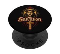 Salut chrétien Jésus Christ Croix Foi Design PopSockets PopGrip Adhésif