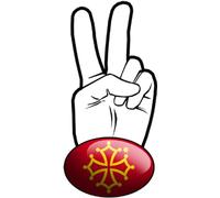 salut de motard Croix Occitane (15x7,2cm) - Autocollant/Sticker