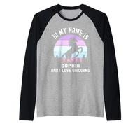 Salut, Je m'appelle Sophia et J'adore Unicorns Purple Sunset Manche Raglan