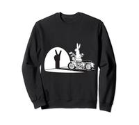 Salut Motard Humour Ombre Chinoise Lapin Main Moto Vintage Sweatshirt