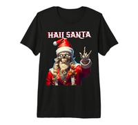 Salut Santa Claus Skull Rock n Roll Joyeux Solstice de Noël T-Shirt Haut de Gamme
