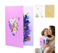 Salutation pop-up avec fleurs de papillons - Création de papier tridimensionnel de style jardin, affichage plié artistique, ouverture | Carte avec message significatif pour sa famille et