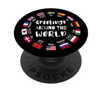 Salutations Autour du Monde Voyage Langues Culture PopSockets PopGrip Adhésif