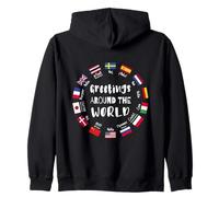 Salutations Autour du Monde Voyage Langues Culture Sweat à Capuche