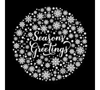 Salutations de saison calligraphie flocons de neige argentés étoiles pois Noël Nouvel An Stickers gravés 67.2x67.4cm Peinture murale artistique Blanc