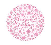 Salutations de saison calligraphie flocons de neige argentés étoiles pois Noël Nouvel An Stickers gravés 67.2x67.4cm Personnalisation Rose