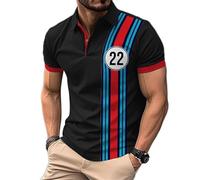 Salutebaba Huile Moteur pour Hommes Vintage Imprimé Polo Manches Courtes T-Shirts Motard Moto Polo T-Shirts