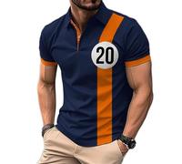 Salutebaba Huile Moteur pour Hommes Vintage Imprimé Polo Manches Courtes T-Shirts Motard Moto Polo T-Shirts