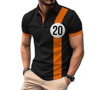 Salutebaba Huile Moteur pour Hommes Vintage Imprimé Polo Manches Courtes T-Shirts Motard Moto Polo T-Shirts