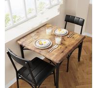 Salutmeuble 3Pcs Table et Chaises de Cuisine,Table de Salle à Manger Carrée avec 2 Chaises Rembourrées, pour Petits Espaces, Appartement,Noir+Brun