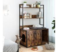 Salutmeuble Armoire pour Chat,Maison de Toilettes,Meuble pour Litière à Chat avec Double Porte Et Griffoir, Maison avec Étagère, 90X45CMX132CM-marron
