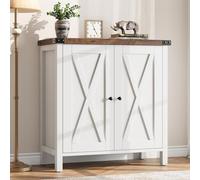 Salutmeuble Buffet de Cuisine,Sideboard avec 2 Portes, Buffet de Salon avec étagères Réglables, Style Maison de Campagne pour Cuisine, Salle à Manger, Blanc&Marron. 76 x 40 x 80 cm