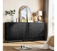 Salutmeuble Commode à 14 Tiroirs, Commode en Tissu avec Prises électriques,Structure Métallique, Meuble de Rangement Moderne pour Chambre à Coucher, Salon, Chambre d'enfant 160 x 35 x 75 cm