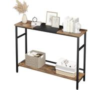 Salutmeuble Console pour Entrée avec étagère Réglable, Console Meuble Bois, Cadre en Métal, Table Console Entree pour Couloir, Entrée, Salon 100x80x23cm Marron
