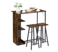 Salutmeuble Ensemble Table de Bar,Table a Manger avec 2 Chaises de Bar,avec 3 Étagères,Style Industriel,pour Appartement,Salle à Manger, Cuisine, Rétro