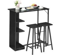 Salutmeuble Ensemble Table de Bar,Table a Manger avec 2 Chaises de Bar,Petite Table de Cuisine avec 3 Étagères,Style Industriel,pour Appartement,Salle à Manger, Cuisine, Rétro