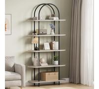Salutmeuble Étagère Arquée 180cm, Bibliothèque Ouverte à 5 Niveaux avec Structure Métallique, Présentoir Autoportant pour Chambre à Coucher, Salon, Bureau à Domicile, Gris