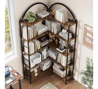 Salutmeuble ÉTagèRe Rangement à 5 Niveaux, BibliothèQue Meuble De Rangement Haut Arrondie en Arche Style Industriel,78P x 78l x 174H (Marron)