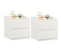 Salutmeuble Lot DE 2,Mini Commode 2 Tiroirs en Bois,Meuble Rangement, Chambre De Commode avec Tiroirs, Armoire à Tiroirs,60X40X58CM,Blanc
