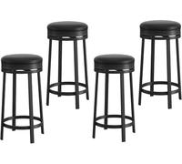 Salutmeuble Lot de 4 tabourets de Bar pivotants, Hauteur comptoir 62 cm, avec Coussin en Similicuir rembourré, Tabouret de Bar Rond sans Dossier avec Cadre en métal, Noir