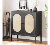 Salutmeuble Meuble Buffet, Meuble de Rangement en rotin, Meuble d'appoint en Bois avec Porte et étagère, Meuble Console avec Rangement, Meuble Buffet pour Couloir, entrée, Salon (Noir)