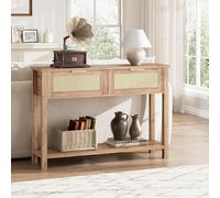 Salutmeuble Meuble Entree Couloir, Console Meuble avec 2 Tiroir, 110X 30x78CM,Table Bois en Rotin avec Unique en Forme de X sur Les Côtés pour l'entrée, Le Salon, Le Couloir (Chêne Caramel)