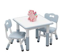 Salutmeuble Table et chaises pour Tout-Petits, Ensemble Comprenant Une Table pour Enfants et 2 chaises avec Plateau graffité, Tables d'étude réglable en Hauteur pour Enfants âgés de 3 à 8 Ans