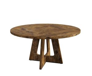 Salutmeuble Table Ronde Salle Manger pour 6 Personnes, Largeur 120 cm, Table Ronde Bois de Style Fermier avec Pieds Robustes pour Salle à Manger ou Salon (sans Chaises) - Marron