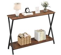 Salutmeuble Tables Console Entree,Console Meuble,Table Console étroite 105X 30X80.7cm,en Forme X,Table d'entrée avec Cadre en Métal pour Couloir, Salon, Chambre,Marron