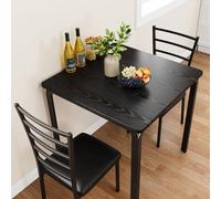 Salutmeuble Tables de Salle à Manger pour 2, Table et chaises de Cuisine, Table de Salle à Manger carrée avec 2 chaises en métal et en Bois, pour Petits espaces, Appartement (Noir 3)