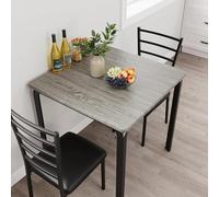 Salutmeuble Tables de Salle à Manger pour 2, Table et chaises de Cuisine, Table de Salle à Manger carrée avec 2 chaises en métal et en Bois, pour Petits espaces, Appartement (Grey)
