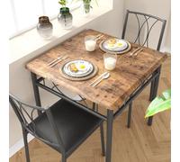 Salutmeuble Tables de Salle à Manger pour 2, Table et chaises de Cuisine, Table de Salle à Manger carrée avec 2 chaises en métal et en Bois, pour Petits espaces, Appartement (Marron Rustique 2)