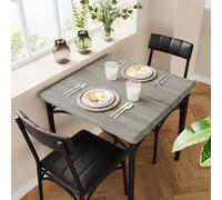 Salutmeuble Tables de Salle à Manger pour 2, Table et chaises de Cuisine, Table de Salle à Manger carrée avec 2 chaises en métal et en Bois, pour Petits espaces, Appartement (Gris&Noir)