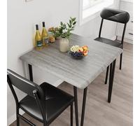 Salutmeuble Tables de Salle à Manger pour 2, Table et chaises de Cuisine, Table de Salle à Manger carrée avec 2 chaises en métal et en Bois, pour Petits espaces, Appartement (Gris)