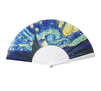 Salutto Éventail à main avec peinture célèbre Van Gogh & Gustav Klimt & Monet en tissu peint