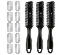 SALUTUYA 3Pcs Peignes de Rasoir à Cheveux Combinaison double coupe de cheveux avec 10 lames en acier inoxydable Noir