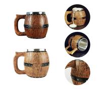 SALUTUYA tasse à bière Chope à bière en acier inoxydable en forme de seau avec poignée, verres à bière en bois pour table 550ML1