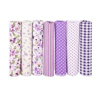 SALUTUYA Tissu en Coton, Tissu de Coton Artisanal Floral Patchwork Bundles Bricolage Batiks Carrés de Couture 100% Coton pour Scrapbooking Artcraft 7pcs / Set Violet(50 * 50cm)