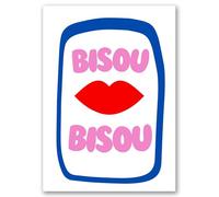 SALVADERO Affiche Pop Art 'Bisou Bisou Bleu' - Décoration Murale Tendance Colorée - Petit Format A3 42x30 cm - Sans cadre (Bisou Bleu, 42L x 30l cm)