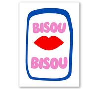 SALVADERO Affiche Pop Art 'Bisou Bisou Bleu' - Décoration Murale Tendance Colorée - Petit Format A4 30x21 cm - Sans cadre (Bisou Bleu, 30L x 21l cm)