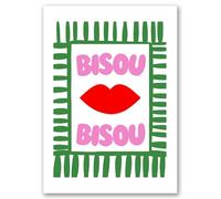 SALVADERO Affiche Pop Art 'Bisou Bisou Vert' - Décoration Murale Tendance Colorée - Petit Format A4 30x21 cm - Sans cadre (Bisou Vert, 30L x 21l cm)
