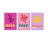 SALVADERO Lot de 3 Affiches (Ibiza, Palm Beach, Provence, 50x70 cm)