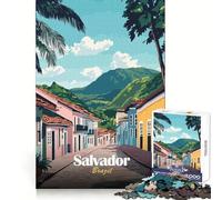 Salvador,Brésil Puzzle de 1000 pièces représentant Une scène de Rue,idéal pour Les Adolescents entraînement de la mémoire,Loisirs paisibles,découpe Impeccable,Un Joli Cadeau (38x52cm)